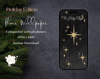 O Holy Night Xmas Phone Wallpaper / Christmas Wallpaper / Descarga Digital / iPhone Wallpaper / Christmas Phone / Wallpaper Design / Instant