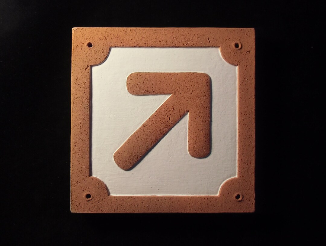 Signpost With Diagonal Arrow, Red-white Stone Relief - Etsy