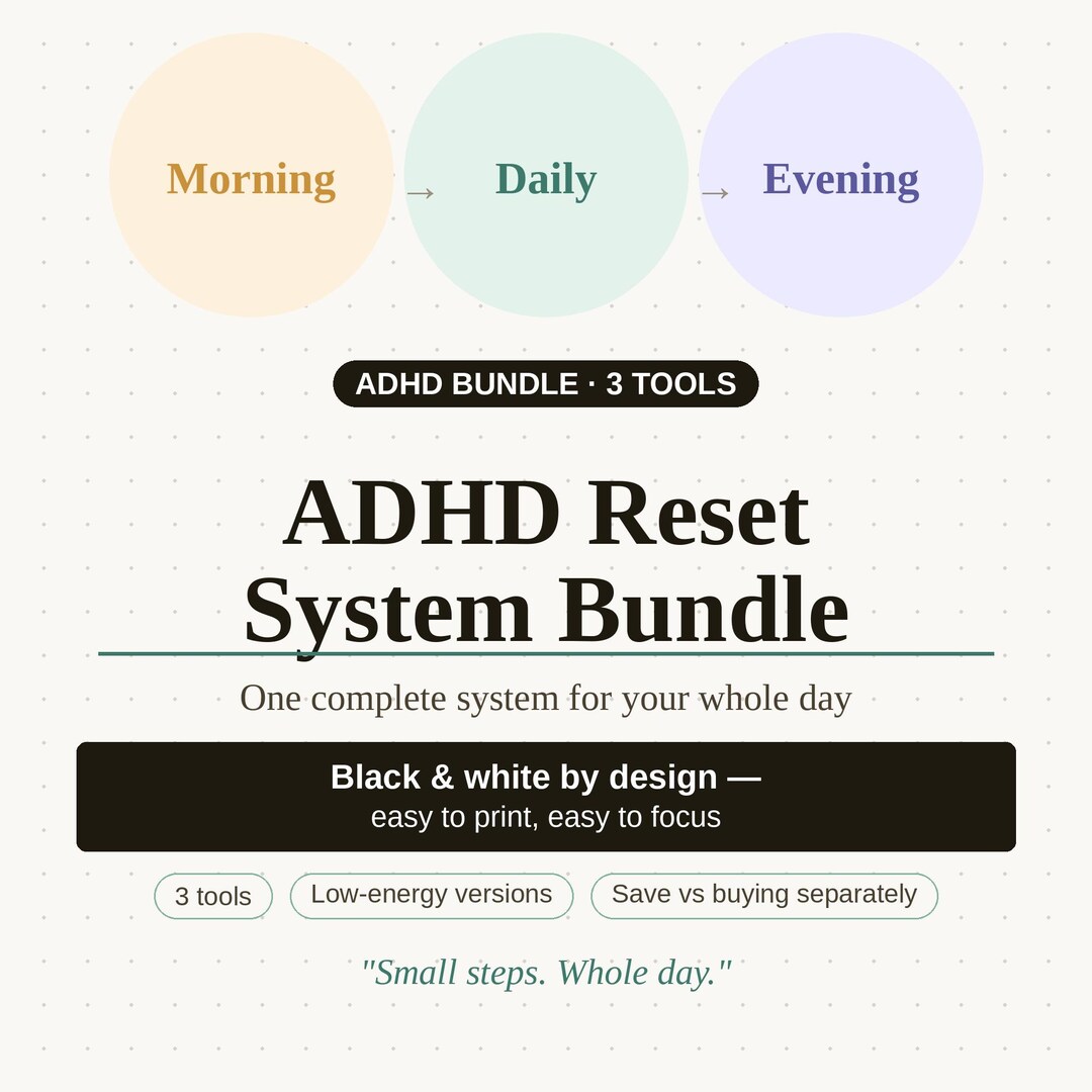 ADHD Reset System Bundle | Morning, Daily & Evening Reset Printables ...