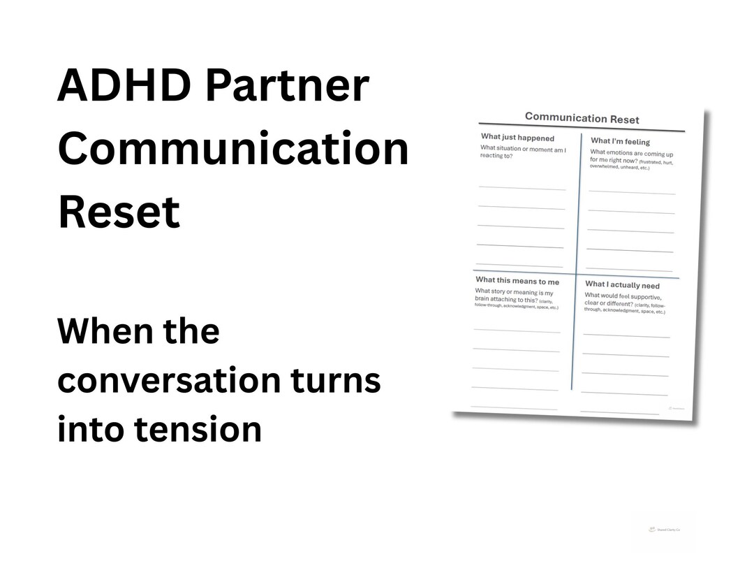 ADHD Partner Communication Reset | Relationship Printable | Reduce ...