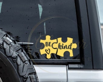 Be Kind Autism Vinyl Decal | Car and Truck Accessories | Gift for Her | Gift for Him | Window Decal | Custom Cars