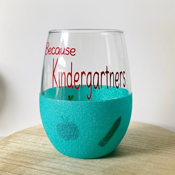 Teacher Theme | Glitter Wine Glass | Gift for Teachers | Back To School | Friends | Coworkers | Employees | Wife | Mom | Daughter