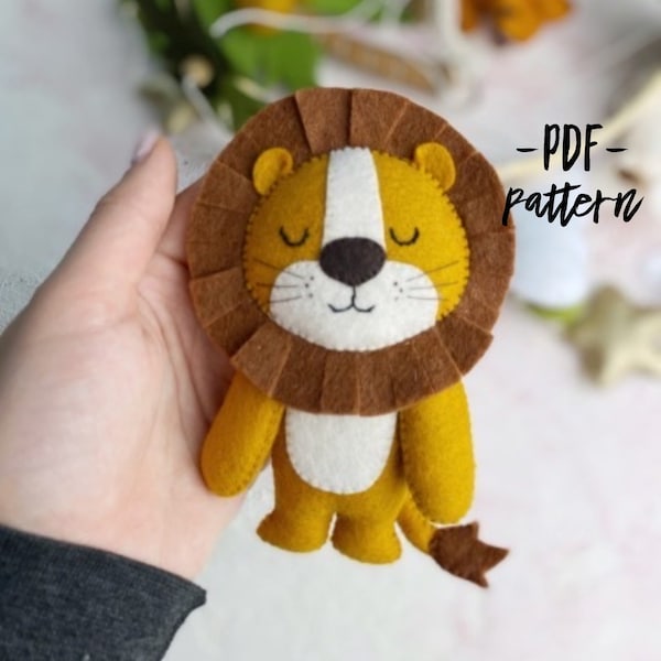 Modèle de feutre PDF Lion /Modèle d’animaux Safari/Couture de Lion /Modèle PDF d’ornement de Lion