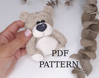 Teddy Bear PDF felt pattern /Bear felt sewing /Bear ornament PDF pattern