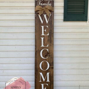 Wooden porch welcome sign