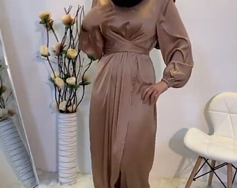 Elegant Modest Dress, Long Sleeve Dress With Belt for Perfect Fit.