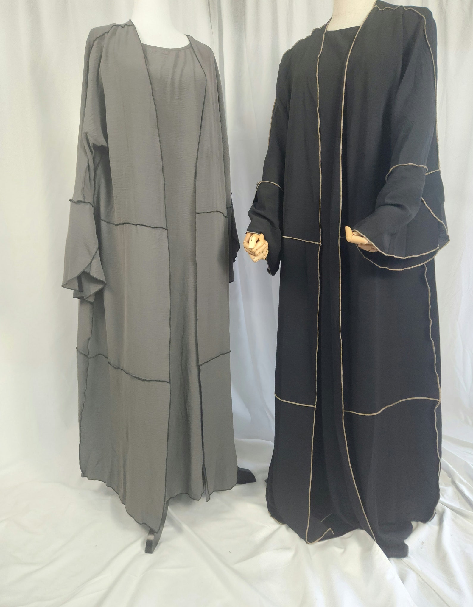 3 Pieces Set Abaya Dress Set With Inner Abaya Dress And Matching Hijab #25943