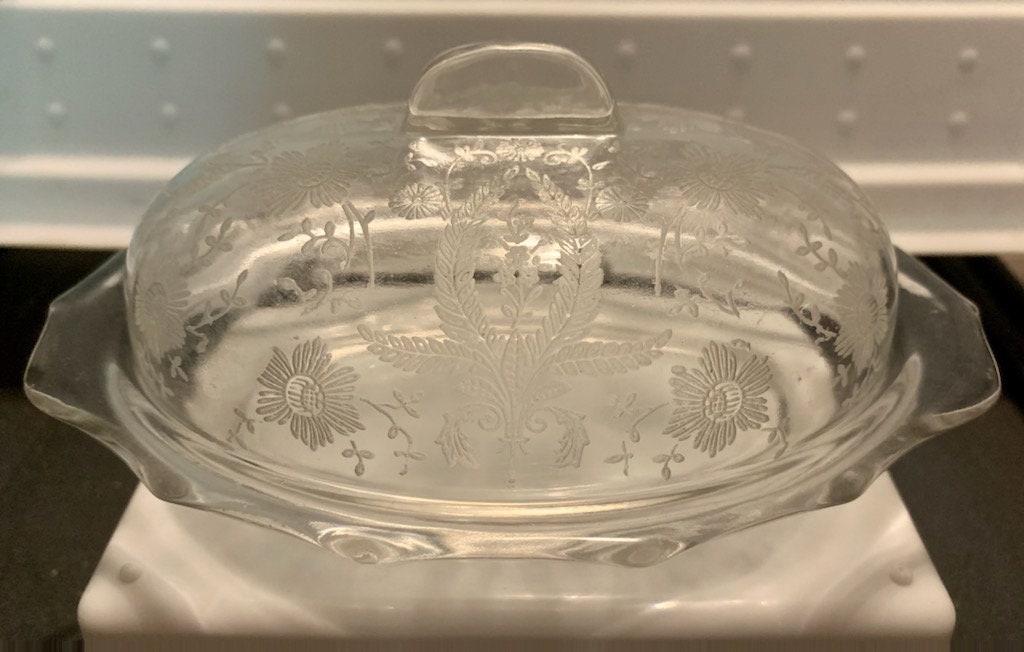 Vintage Glass Butter Dish Etsy