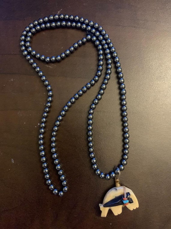 Hematite Bear Fetish necklace