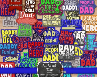 Journal Supplies, Father's Day Stickers, Dad Clip Art, Junk Journal Digital Download, DIY Stickers