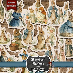 Hase Ostern Ephemera, Peter Rabbit, Ostern Junk Journal, digitaler Download, DIY Aufkleber, Junk Journal Zubehör, Ostern Aufkleber, Clip Art