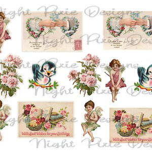 Journal Supplies, Pink Valentine Ephemera, Junk Journal DIY Stickers Digital Download, DIY Stickers image 8