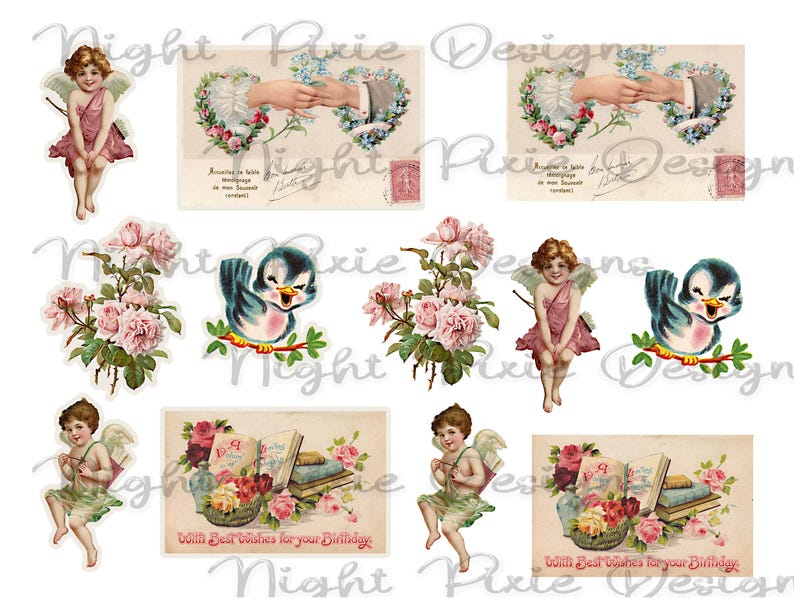 Journal Supplies, Pink Valentine Ephemera, Junk Journal DIY Stickers Digital Download, DIY Stickers image 8