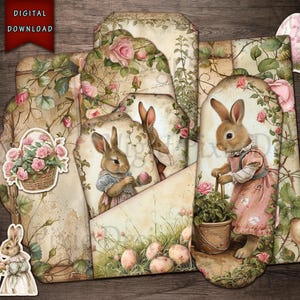 Kleines Mädchen Ostern Folio und Karten, Fussy Schnitte, Ostern Folio Set, digitaler Download, Journal Kit, Junk Journal Zubehör, digitales Journal