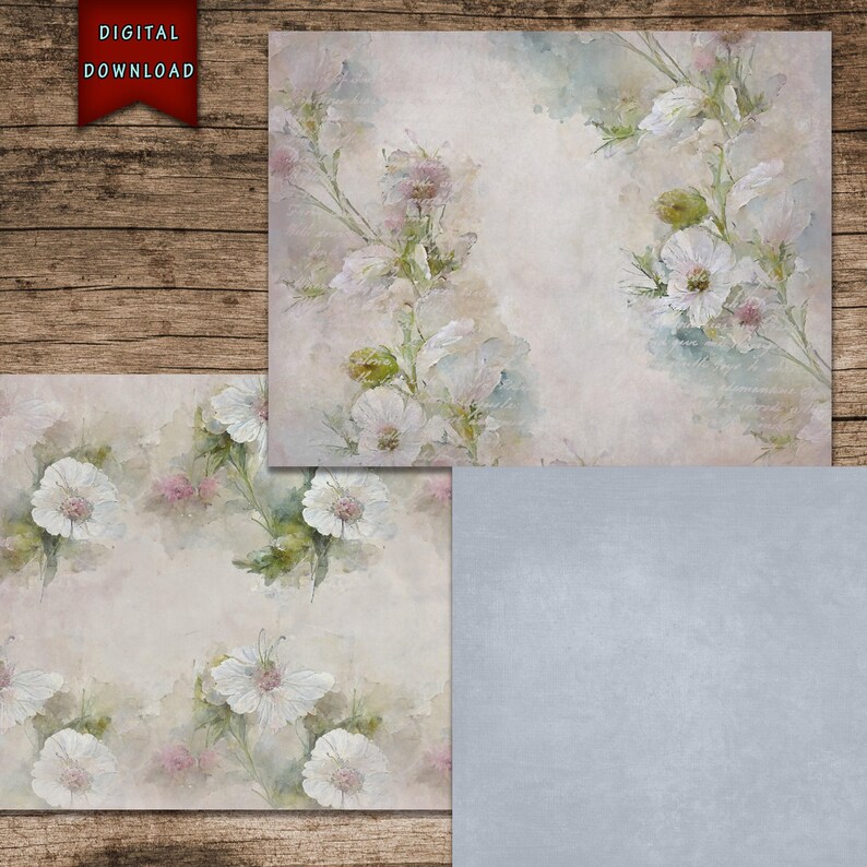 Watercolor Flowers Junk Journal Kit: Floral Ephemera, Paper Supplies ...