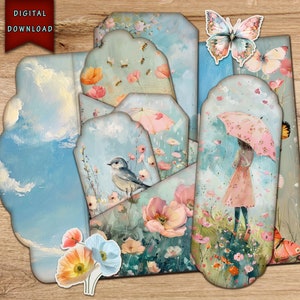Carpeta de arte de primavera, diarios de primavera, suministros para llevar un diario, carpeta de diario de primavera, descarga digital, suministros para diarios basura, carpeta imprimible
