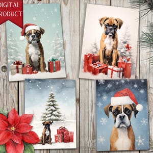 Boxer Weihnachtskarten - Digitaler Download für Hundeliebhaber - Boxer Digitale Weihnachtskarten, Süße Weihnachtskarten, Hundekarten
