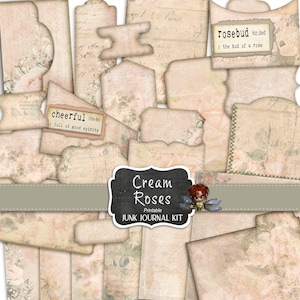 Cream Roses Junk Journal Kit: Vintage Ephemera (Digitaler Download)