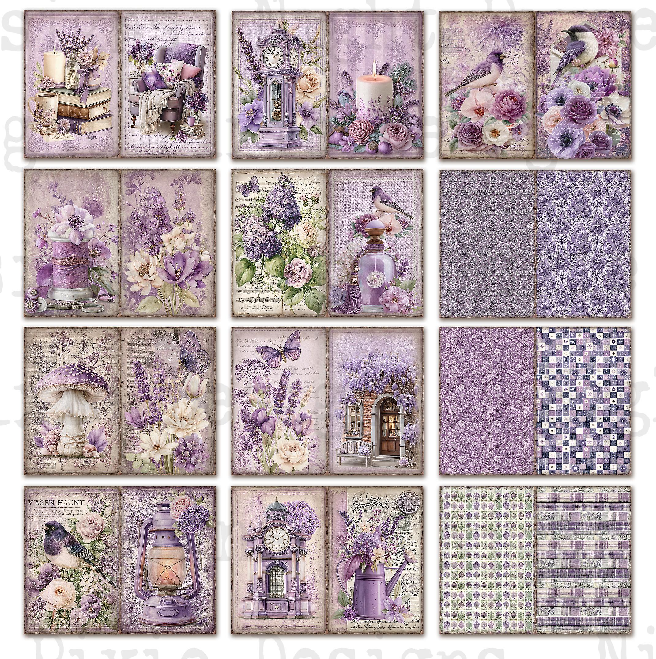 Purple Junk Journal Kit Printable, Purple Papers, Rustic Journal Pages ...