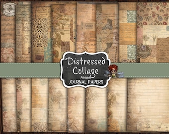 Journal Supplies, Distressed Junk Journal Paper, Grunge Ephemera, Printable Pages Digital Download