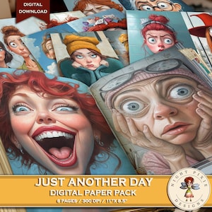 Lustige Frauen, Digitale Papiere, Digital Download, Humor Journal, Digitales Papier, Journal Zubehör, Scrapbook Papier, Sofort Download, BFF