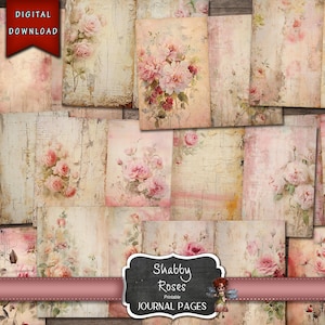 12 páginas imprimibles para diarios con rosas desgastadas, diarios basura con rosas sucias, papel rosa, descarga digital, diarios, suministros para diarios basura, papel rosa