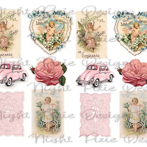 Journal Supplies, Pink Valentine Ephemera, Junk Journal DIY Stickers Digital Download, DIY Stickers image 7
