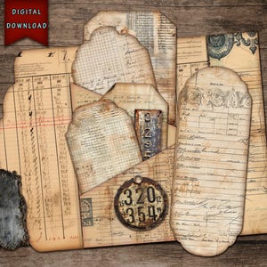 Antieke papieren folio, Junk Journal Folio, Neutraal Folio, Journal Supplies, Grungy Paper, Junk Journal Efemere, Instant Download, Ledgers