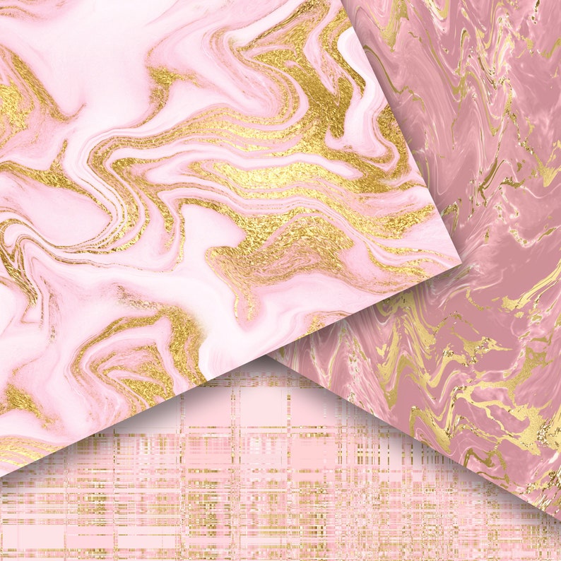 Melted Colors Pink and Gold Scrapbook Paper Pack Printable - Etsy
