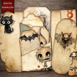 Halloween Folio, Halloween Printable Ephemera, Halloween Junk Journal, Creepy Junk Journal, Printable Journal, Printable Halloween