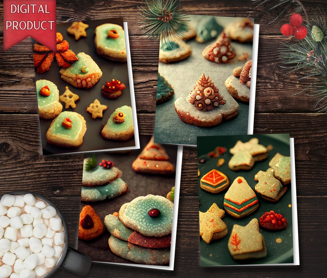 Christmas Cookie Cards, Christmas Cookies, Digital Christmas Cards