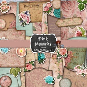 Pink Roses Junk Journal Kit: Printable Ephemera (Digital Download)