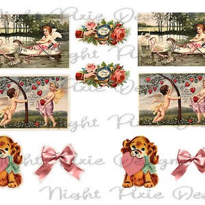 Journal Supplies, Pink Valentine Ephemera, Junk Journal DIY Stickers Digital Download, DIY Stickers image 9