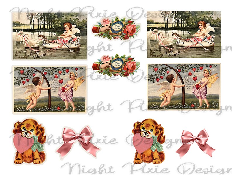 Journal Supplies, Pink Valentine Ephemera, Junk Journal DIY Stickers Digital Download, DIY Stickers image 9