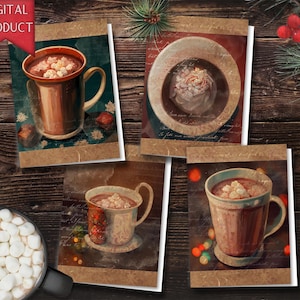 Christmas Cocoa Cards: DIY Hot Chocolate Prints (Digital Download)