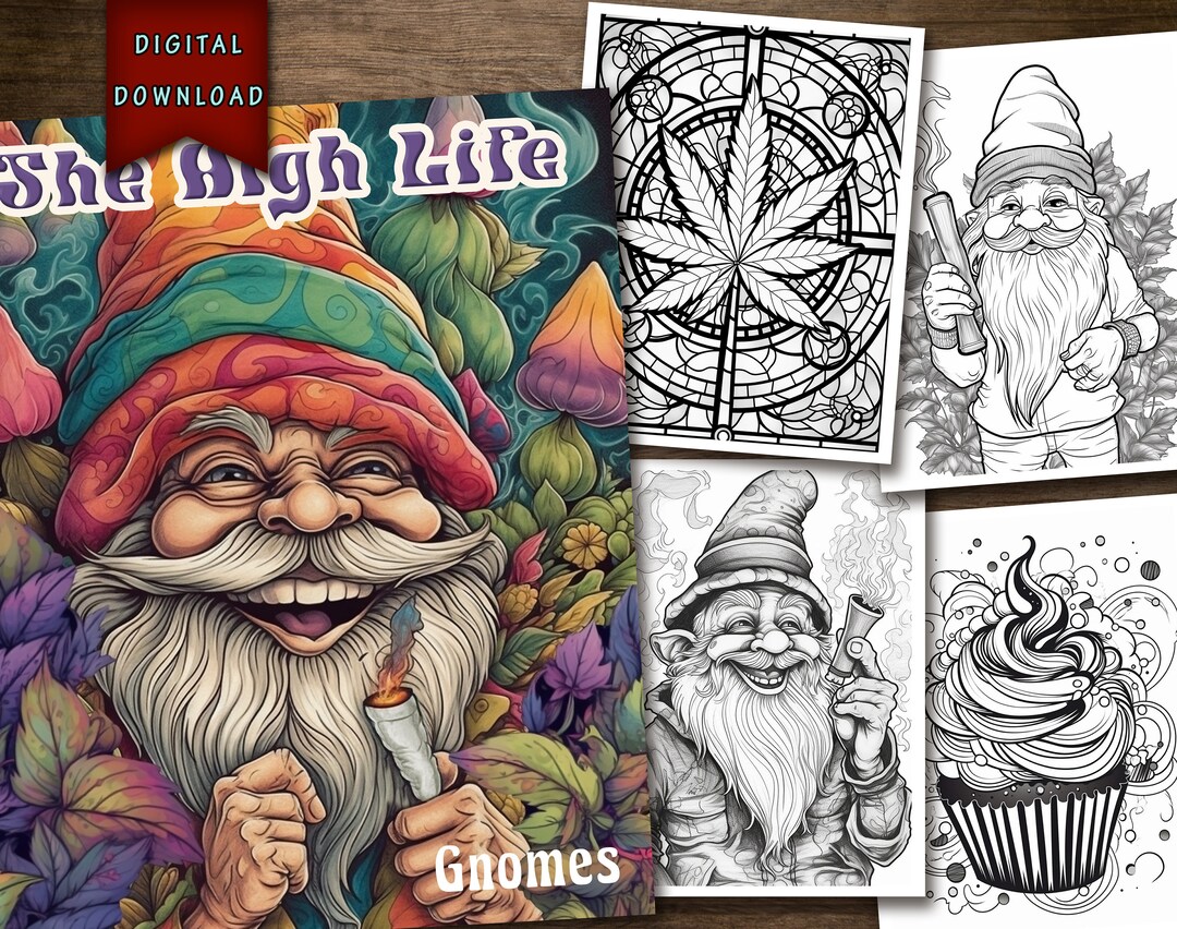Stoner Gnomes Coloring Pages, Marijuana Smoking Gnomes, Weed Smoking