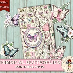 Wunderliche Schmetterlinge Printable Folio, Frühling Folio, Schmetterling Journal, printable Journal, Sofort Download, Schmetterlinge, wunderliche Folio