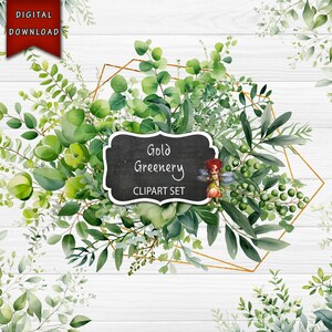 Grafika wektorowa Greenery, Złota zieleń, Elegancka roślina, Grafika wektorowa zaproszenia ślubnego, Grafika ścienna do druku, Sztuka zieleni, Rośliny sublimacyjne