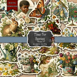 Spring Flower Ephemera, Spring Stickers, Journaling Supplies, Junk Journal Flowers, Digital Download, Junk Journal Supplies, , Clip Art