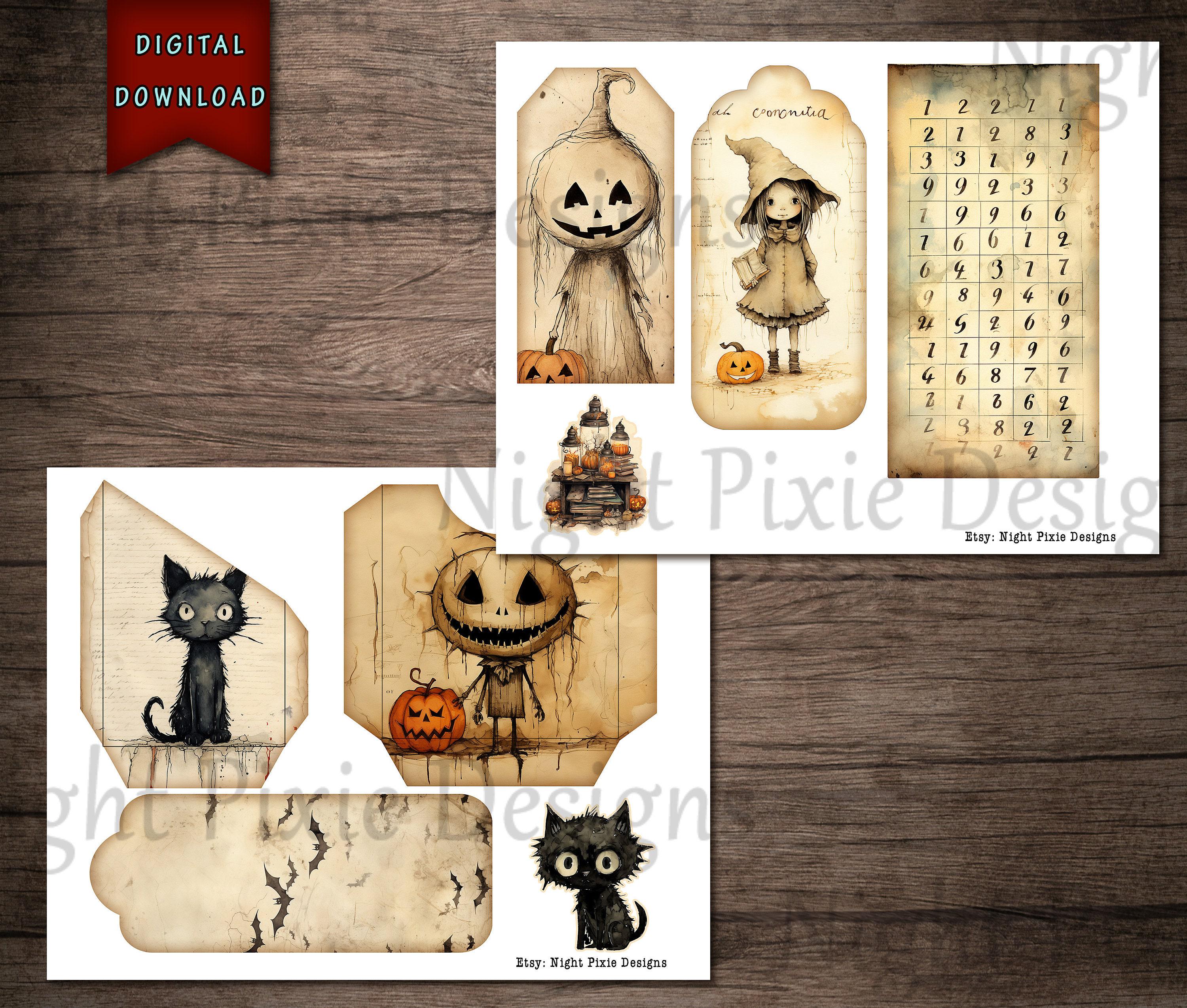Journal Supplies, Halloween Printable Ephemera Folio, Creepy Junk ...
