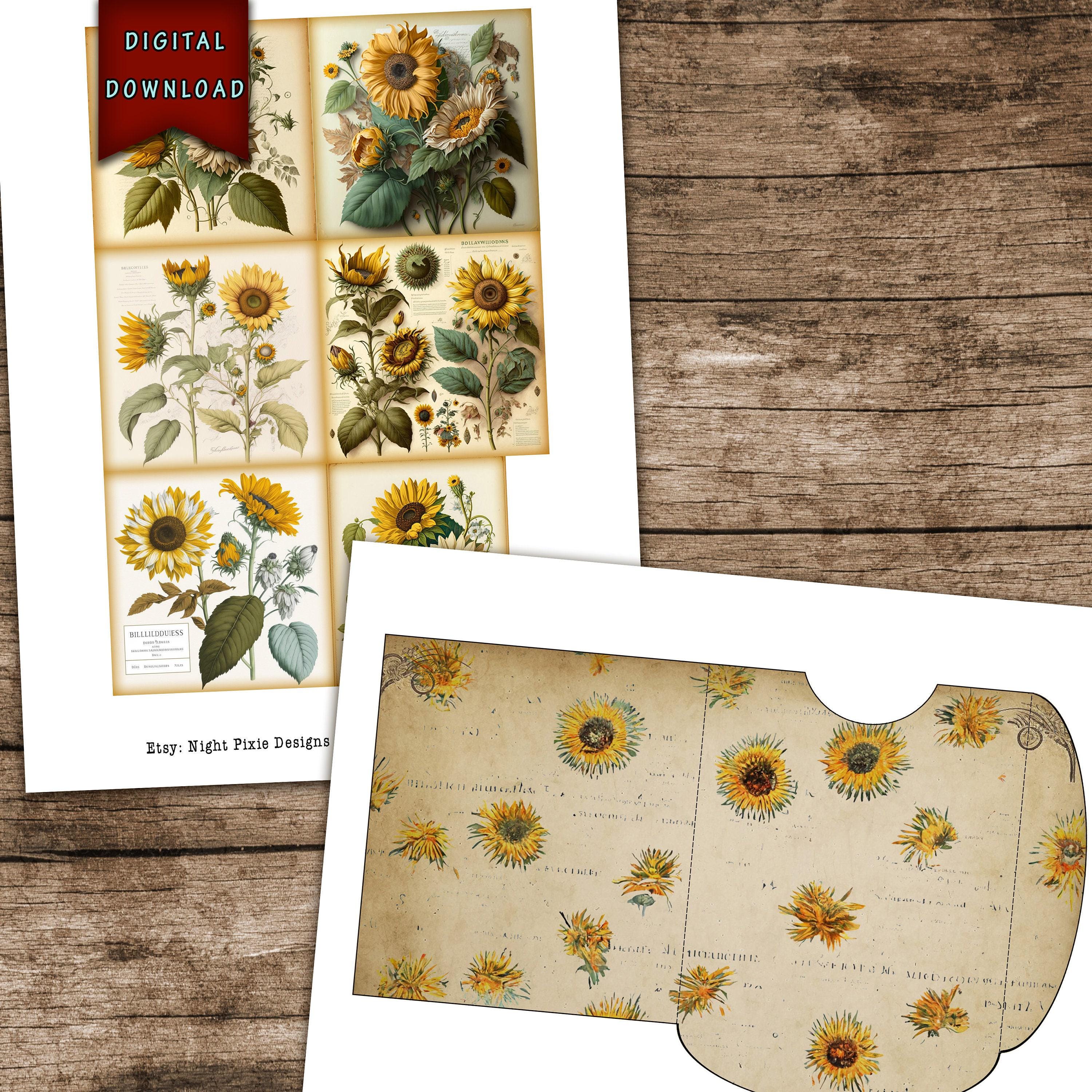 Journal Supplies, Rustic Sunflowers Junk Journal Kit, Printable ...