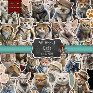 Éphémères chat, fournitures de journal pour chat, journal indésirable pour chaton, téléchargement numérique, stickers chat bricolage, fournitures pour journal indésirable, impression éphémère