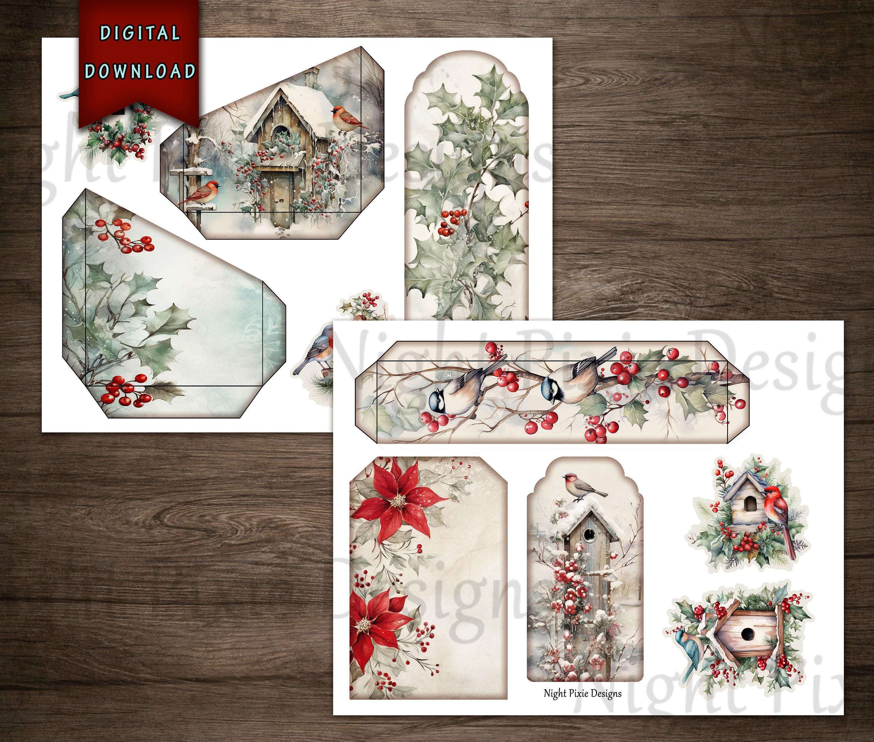 Winter Birds Junk Journal Folio, Digital Download, Cardinal Bird, Junk ...