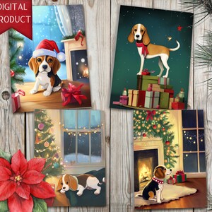 Biglietti di Natale Beagle - Download digitale carino per gli amanti dei cani - Biglietti di Natale digitali Beagle, biglietti di Natale carini, biglietti per cani
