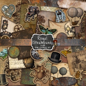 Steampunk Junk Journal Kit, Steampunk Junk Journal, Steampunk Kit, Digital Download, Junk Journal Supplies