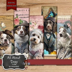 Dogs Bookmarks, Dog Journal Supplies, Dog Junk Journal, Digital Download, DIY Dog Stickers, Junk Journal Supplies, Printable Dog Ephemera