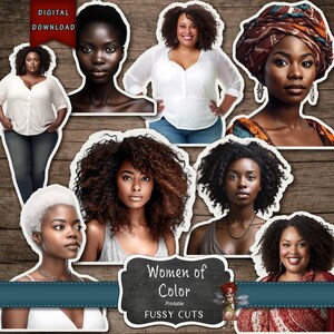 Femmes afro-américaines coupe soignée, femmes de couleur, autocollants POC, fournitures pour journaux indésirables, femmes afro-américaines, clipart BLM, téléchargement numérique