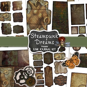 Steampunk Junk Junk Journal Kit, Junk Journal Supplies, Grungy Steampunk Journal, Steampunk Kit, Digital Download, Junk Journal Supplies