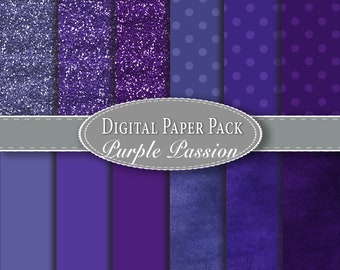 Purple Passion Paper Pack, Scrapbook Paper, Printable Paper, Digital Download, Instant Download Journaling Paper Journaling