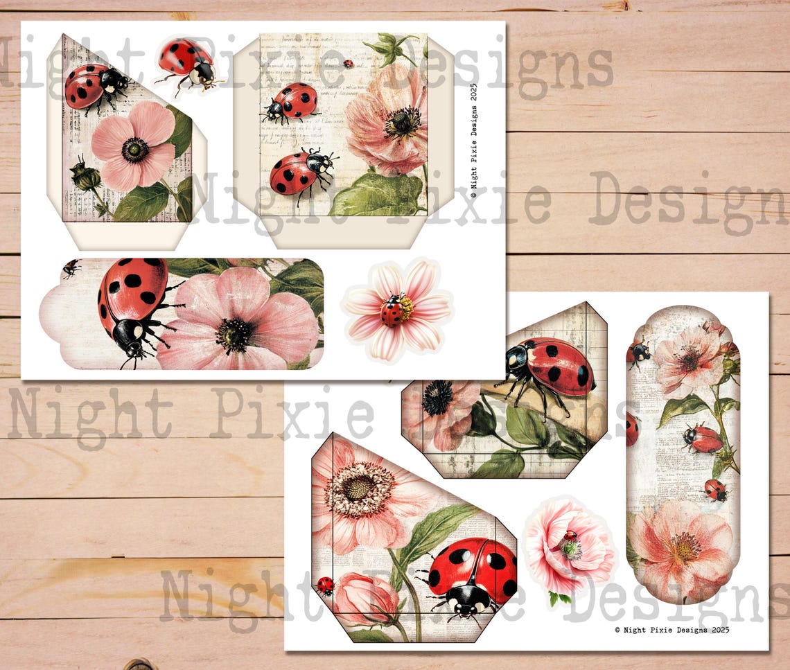 Journal Supplies, Ladybug Junk Journal Printable Folio, Insect Ephemera ...